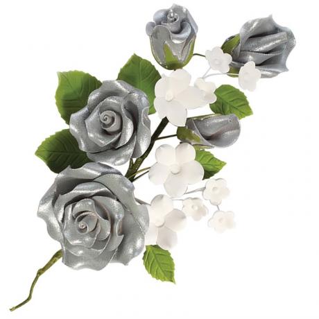 Silver Roses and Forget-me-not Spray