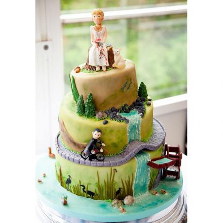 Topsy Turvey Mountain Biking Wedding Cake