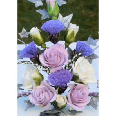 Scottish Thistle, Rose and Heather Spray