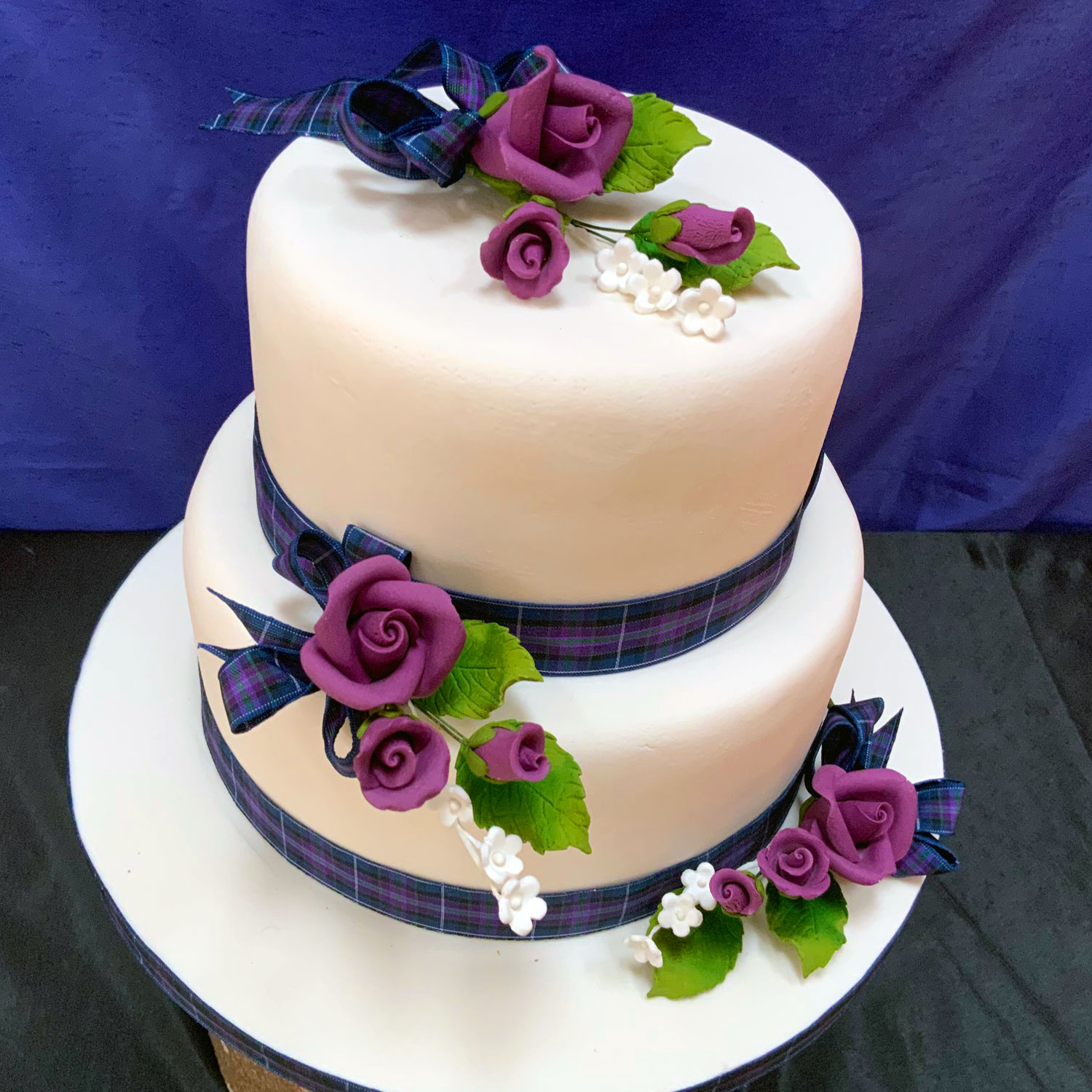 Tartan Trim Wedding Cake