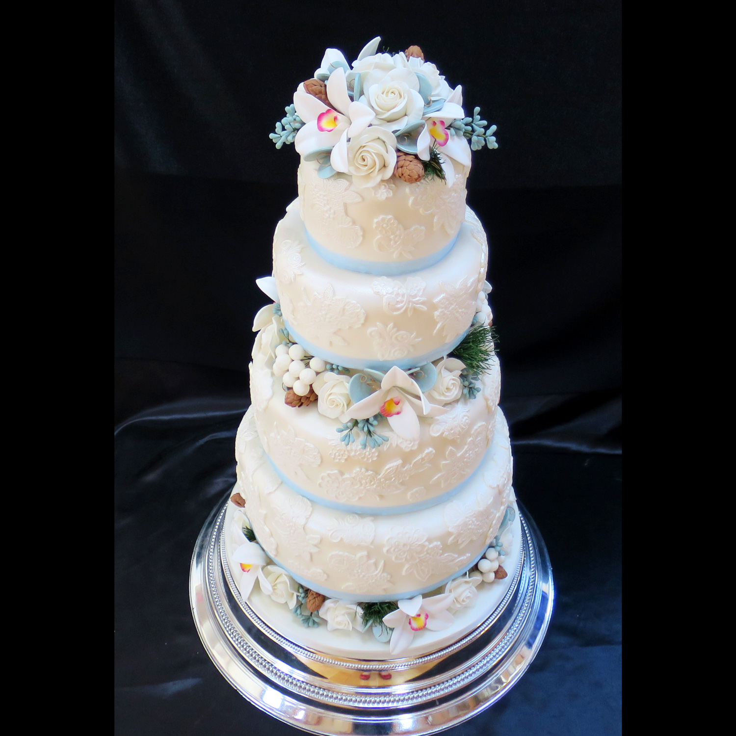 Lace covered Wedding Cake