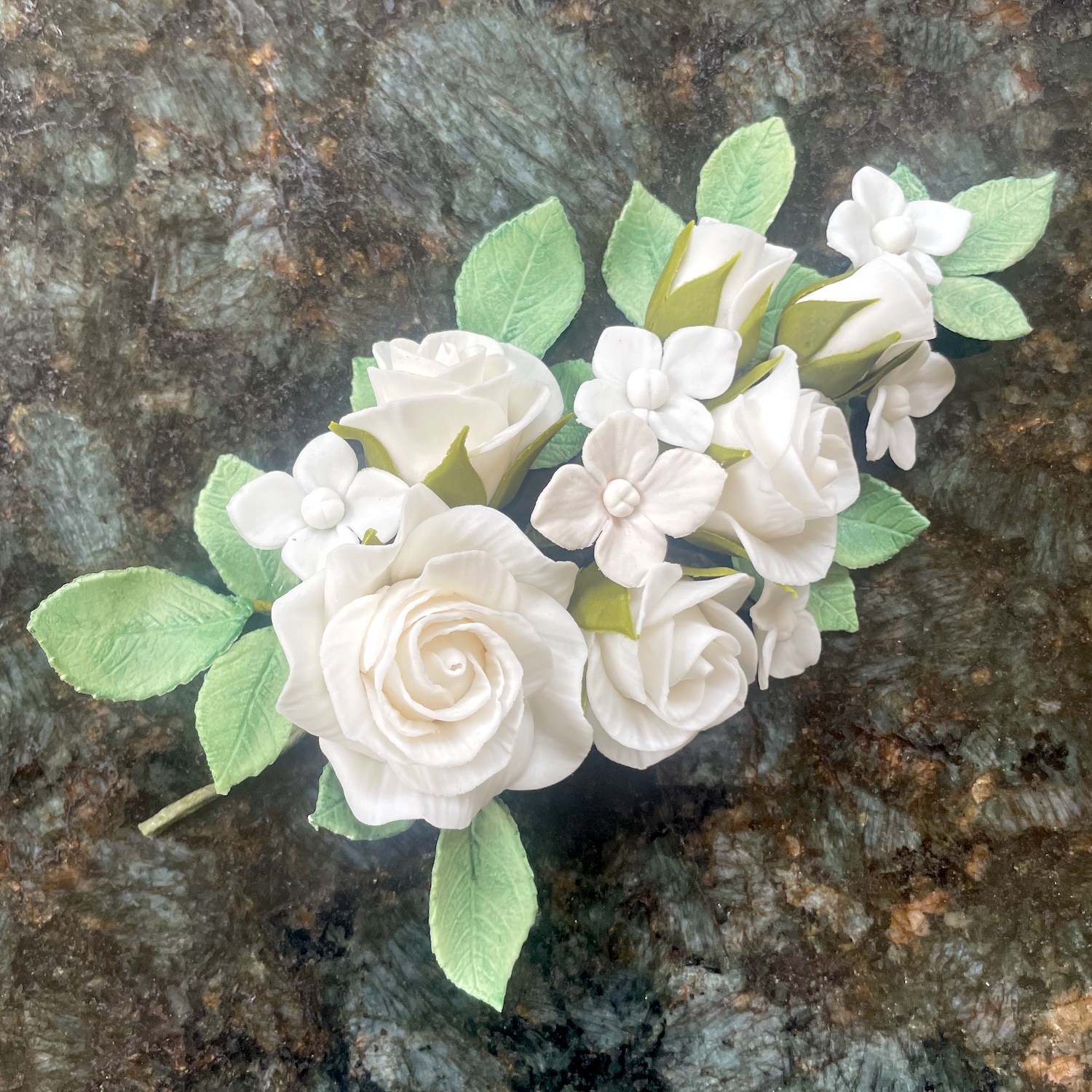 White Sugar Rose Spray