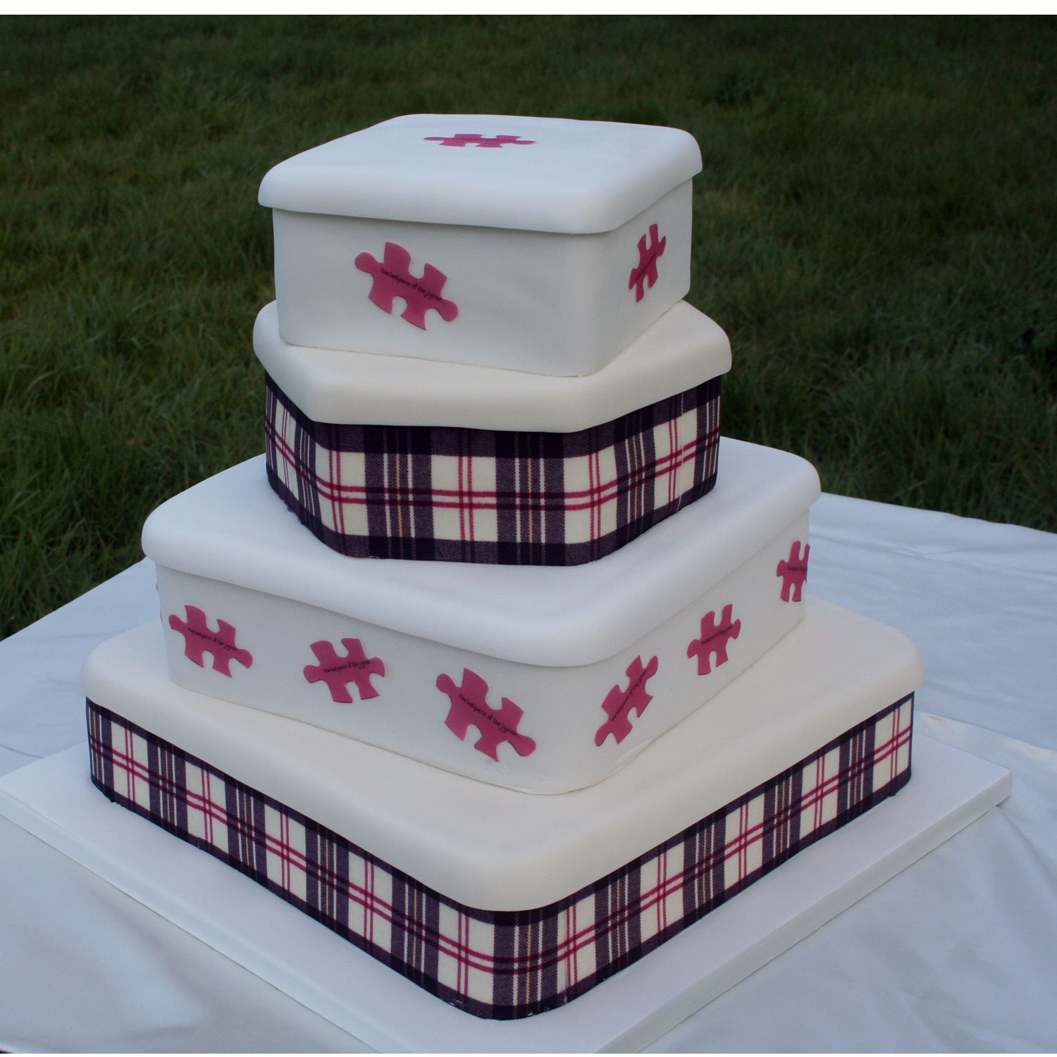 Final Piece of the Puzzle Wedding Cake