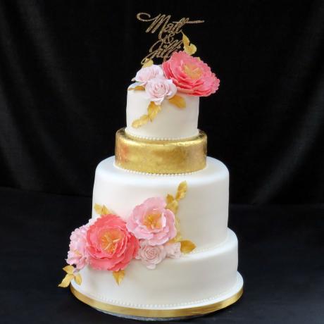 Gold and Ivory Wedding Cake