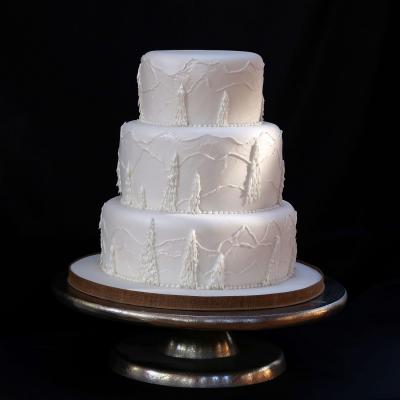 Lustre Finished Snowy Wedding Cake