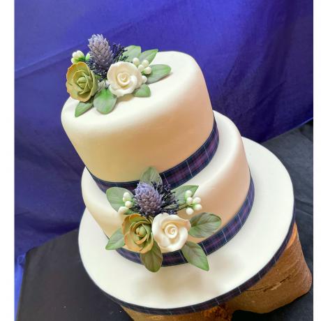 Solway Wild Rose and Scottish Thistle Wedding Cake