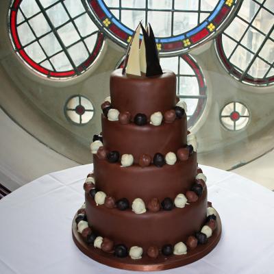 Four Tier Chocoate Truffle Wedding Cake