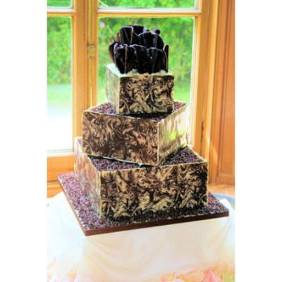 Wedding Cake with Decorated Belgian Chocolate Panels
