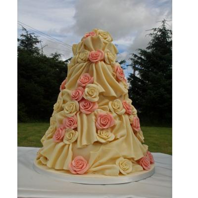 Belgian Chocolate Folds and Drapes with Pink Chocolate Roses