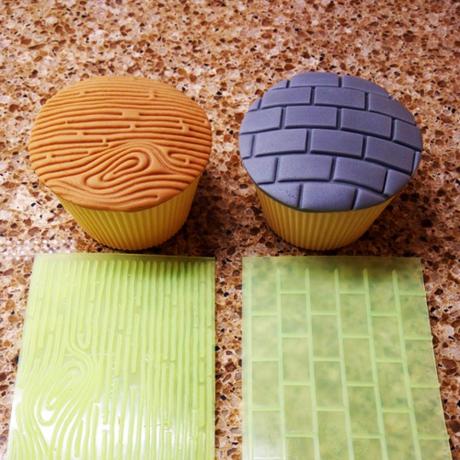 Tree Bark and Brickwall Impressions on Fondant Cakes