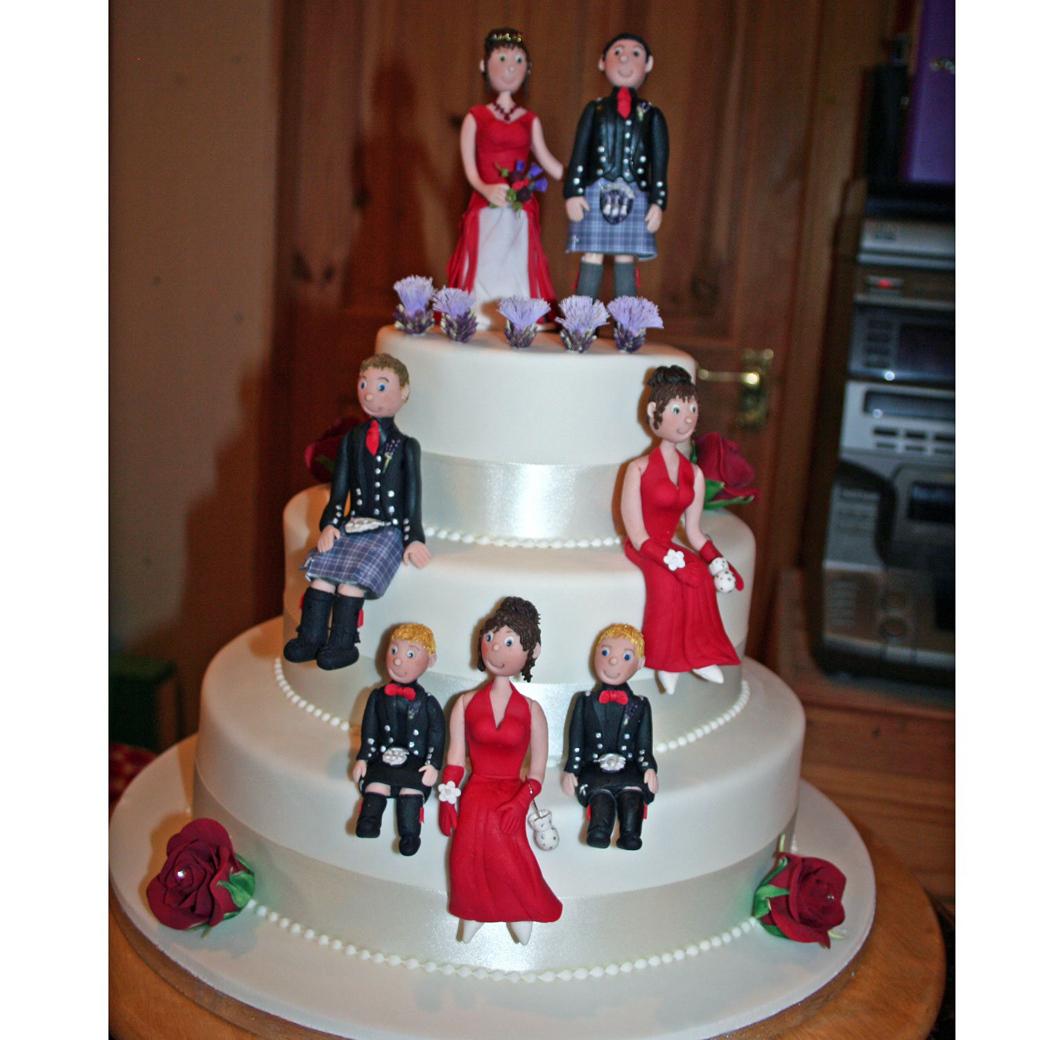 Three Tier Cake with Hand-crafted Wedding Party