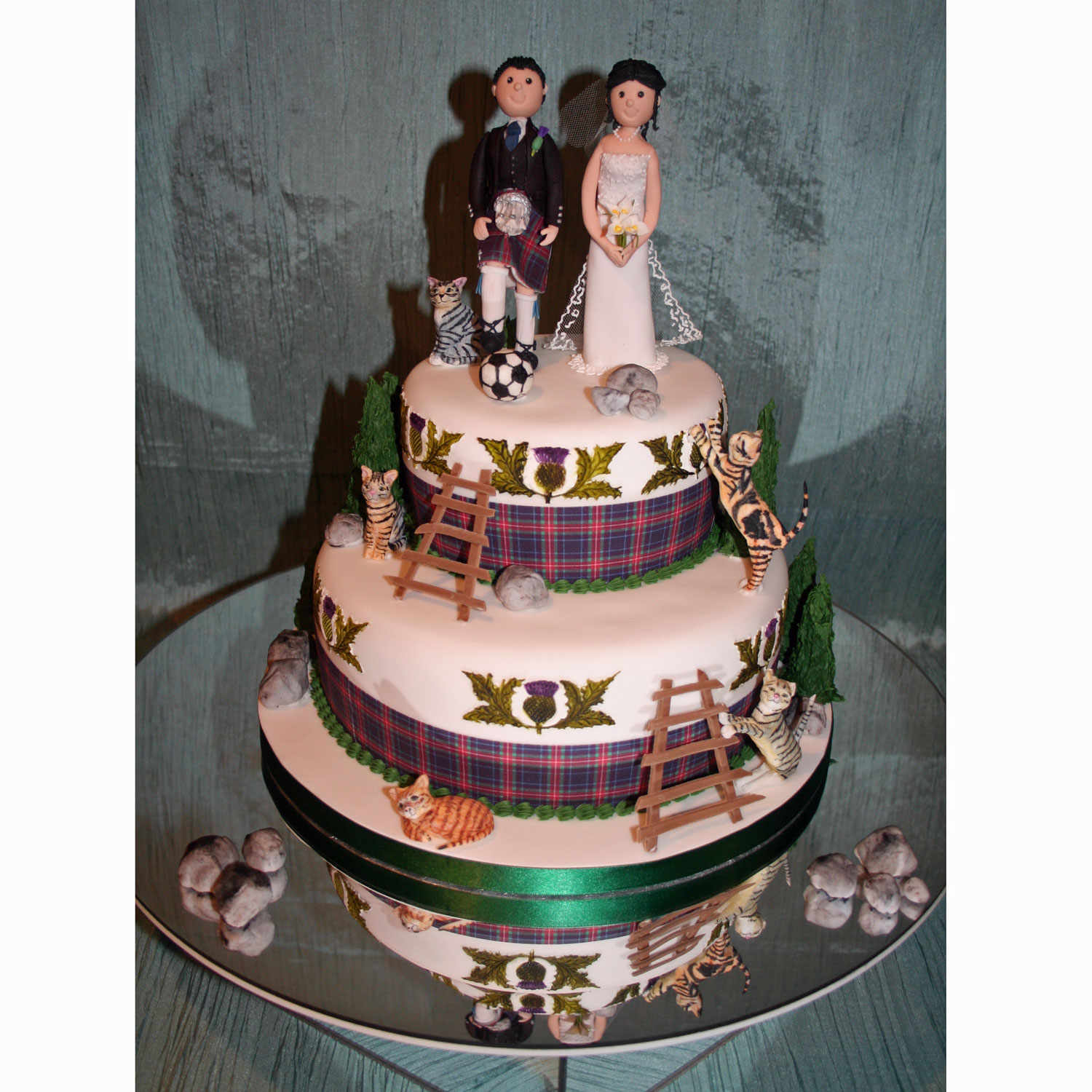 Novelty Wedding Cake with Edible Tartan Trim