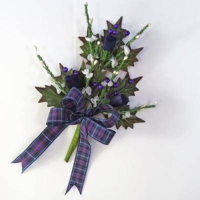 Silk Thistle Cake Topper with Scottish Pride Ribbon